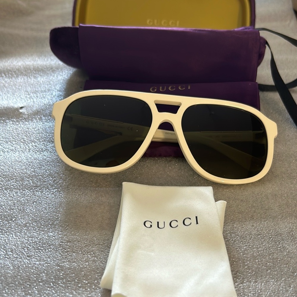 NEW GG1188S 005 GUCCI UNISEX AVIATOR WHITE SUNGLASSES GUCCI UNISEX EYEWEAR